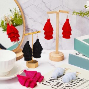 4 Pairs 3 Layers Tassel Earrings Red Earrings for Women Charm Crystal Silk Tassel Bohemian Dangle Birthday Christmas Wedding Daily