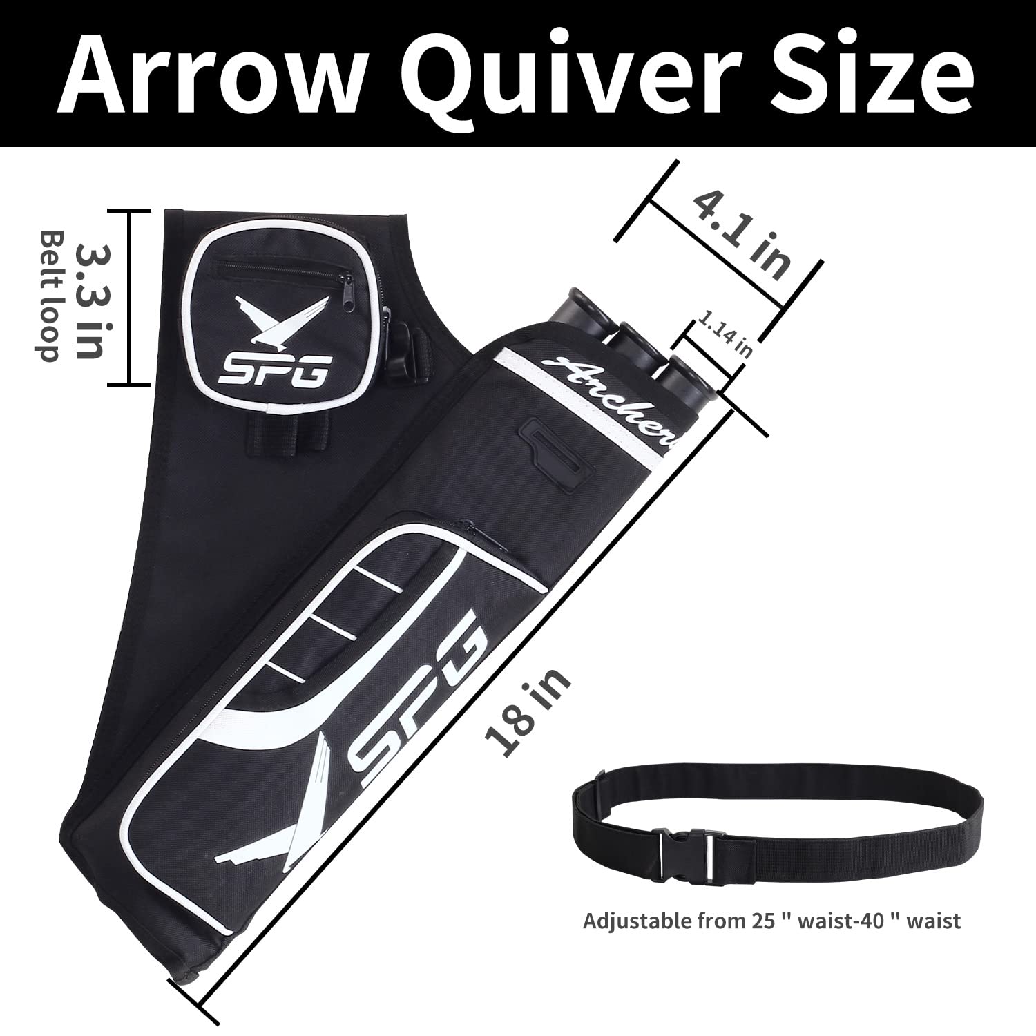 FENJANER Archery 3 Tube Hip Arrow Quiver Practise Shooting Hip Quivers Arrow Holder with Adjustable Waist Belt (Black)