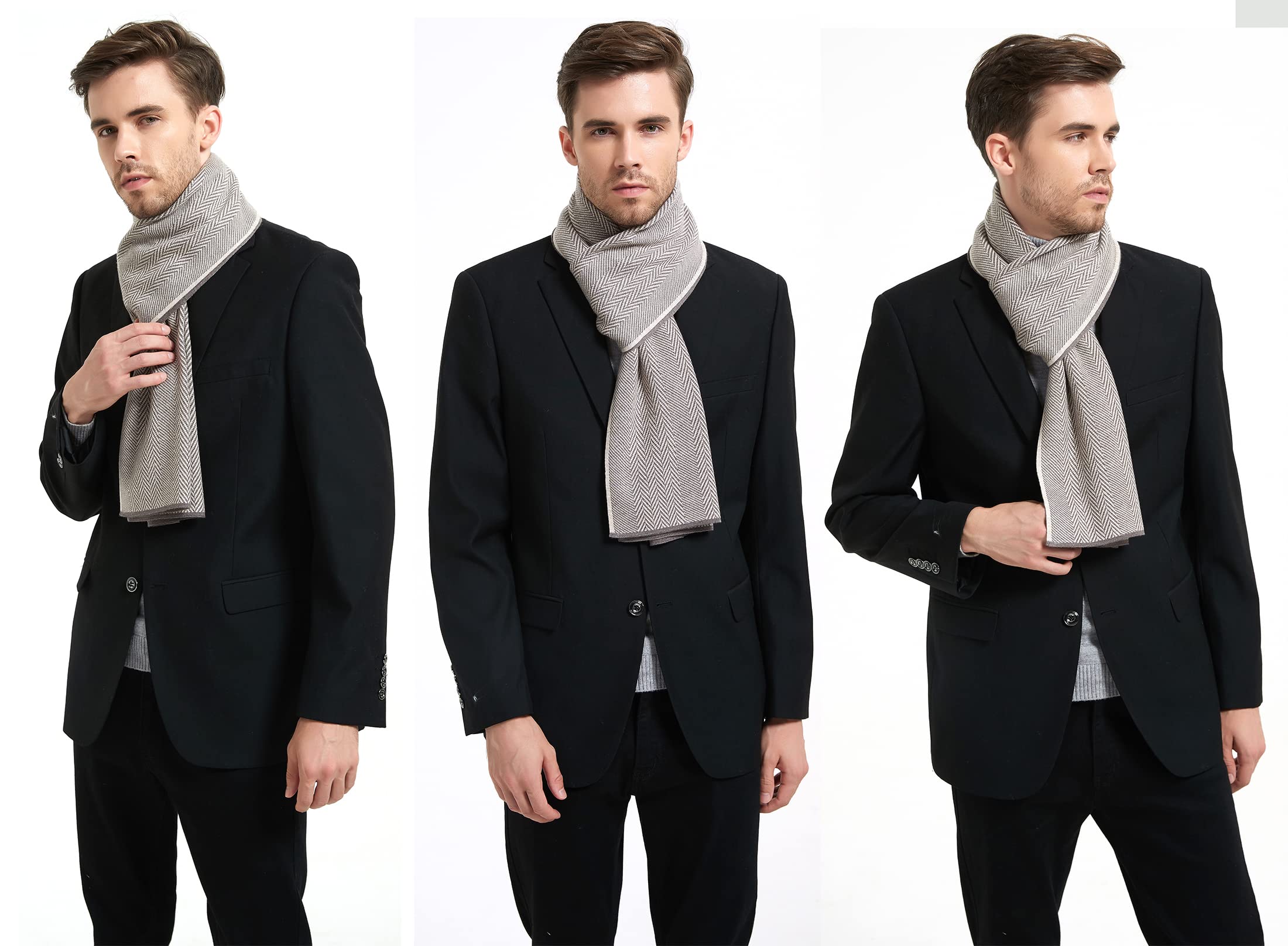 LanHong Men Winter Cashmere Scarf Wool Soft Warm Knitted Casual Scarves for Men