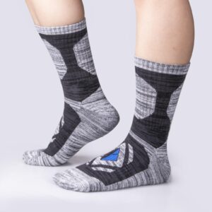 YUEDGE Mens Work Boot Socks Moisture Wicking Men's Socks Cushioned Tall Athletic Socks Thick Casual Cotton Socks for Men Size 10-13, Black, 5 Pairs