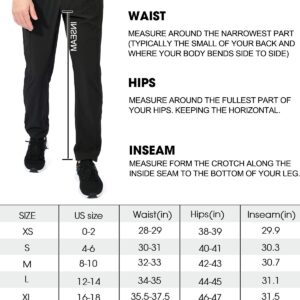 MELOO Men's Lightweight Sweatpants Joggers - Water Resistant Athletic Track Pockets Pants Running, Hiking, Workout Black Size XL