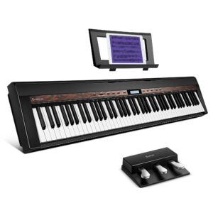 Starfavor SP-150W Digital Piano,88 Key Weighted Keyboard with Hammer Action,2x30W Speakers,200 Rhythms,238 Tones, Electric Piano Keyboard 88 Keys with Triple Pedal, Wood Grain Pattern, MIDI/USB