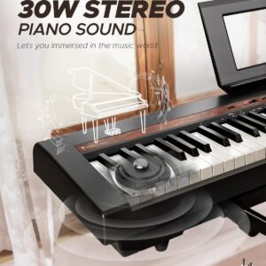 Starfavor SP-150W Digital Piano,88 Key Weighted Keyboard with Hammer Action,2x30W Speakers,200 Rhythms,238 Tones, Electric Piano Keyboard 88 Keys with Triple Pedal, Wood Grain Pattern, MIDI/USB