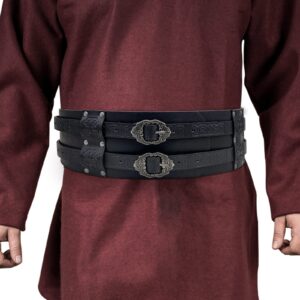 JAOYU Medieval Belt for Men Renaissance Belt Women Viking Embossed Wide Belt Leather Medieval Knight Belt Halloween Cosplay Costume