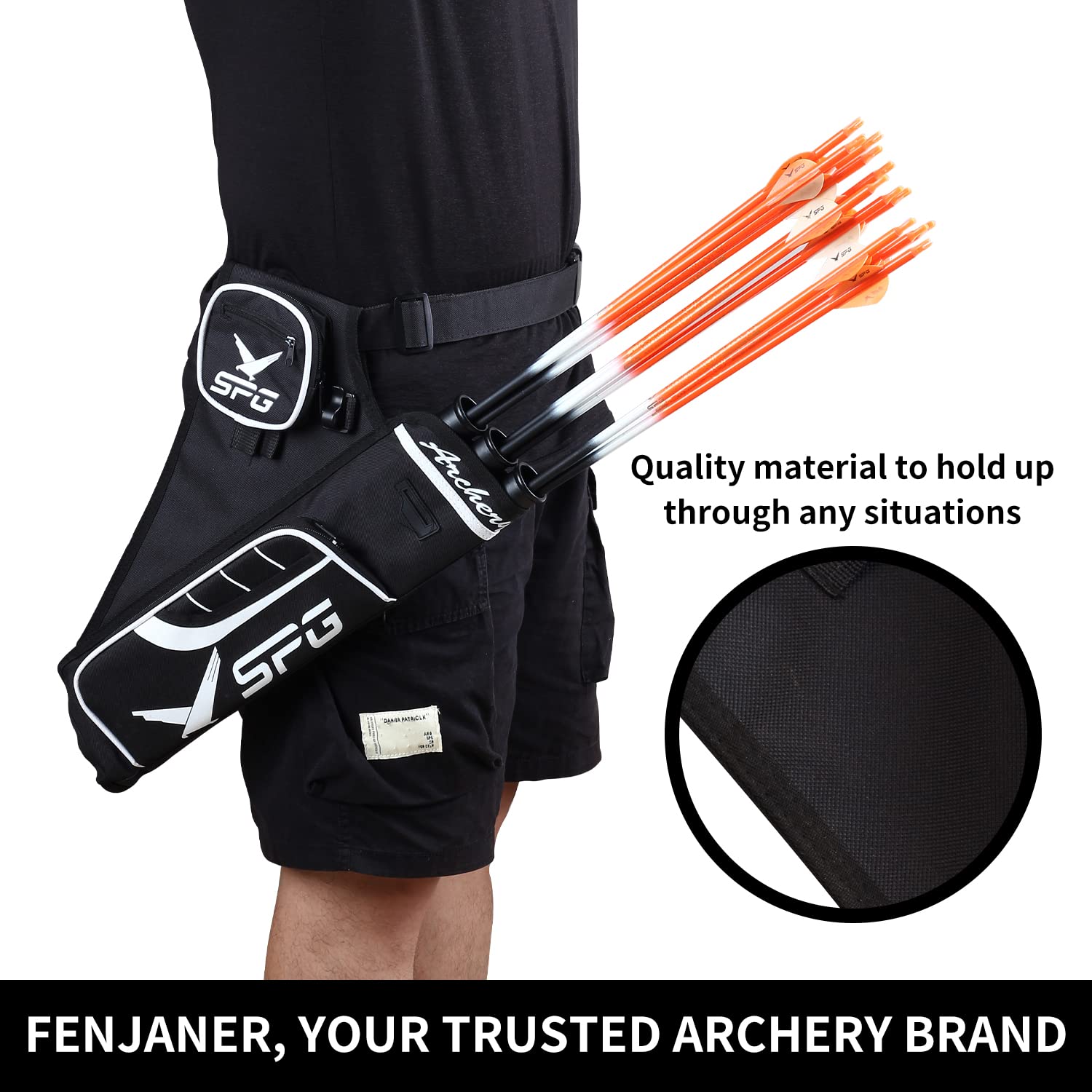 FENJANER Archery 3 Tube Hip Arrow Quiver Practise Shooting Hip Quivers Arrow Holder with Adjustable Waist Belt (Black)