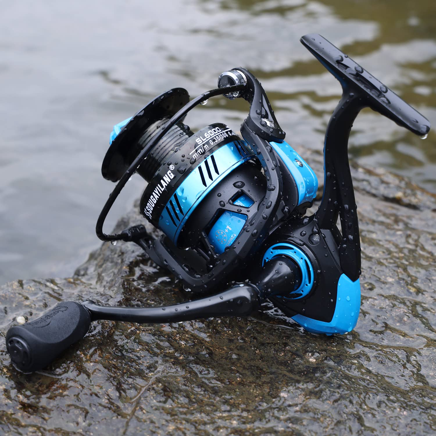 Sougayilang Fishing Reel, Ultralight Spinning Reel with Aluminum Spool, 5.2:1 High Speed Spinning Fishing Reel, 1000-6000 Series for Freshwater-Blue 4000