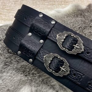 JAOYU Medieval Belt for Men Renaissance Belt Women Viking Embossed Wide Belt Leather Medieval Knight Belt Halloween Cosplay Costume