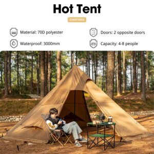 Hot Tent with Stove Jack 4-8 Person Onefires Large Teepee Tent for Family Camping (1 Large Hot Tent)