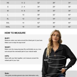 BMJL Women's Long Sleeve Shirts Oversized Casual Sweatshirt Quarter Zip Up Fall Dressy Tops 2022 Loose Half Zip Pullover(Black,L)