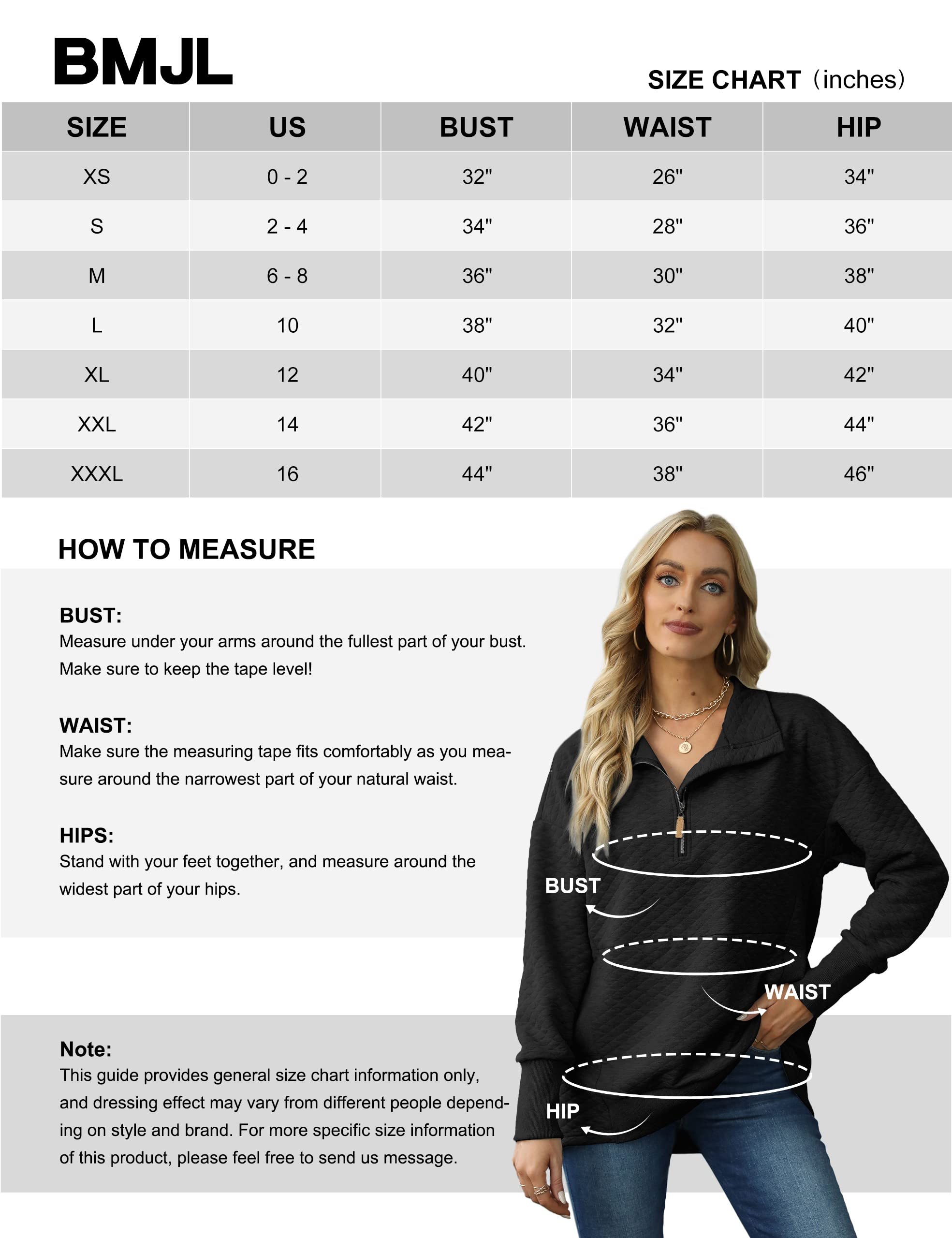 BMJL Women's Long Sleeve Shirts Oversized Casual Sweatshirt Quarter Zip Up Fall Dressy Tops 2022 Loose Half Zip Pullover(Black,L)