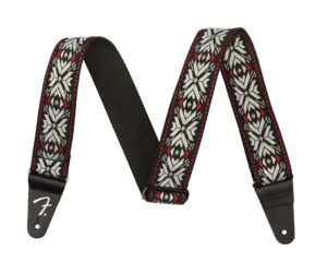 fender pasadena woven strap, 2in, red snowflake