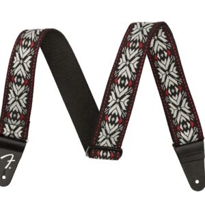 Fender Pasadena Woven Strap, 2in, Red Snowflake