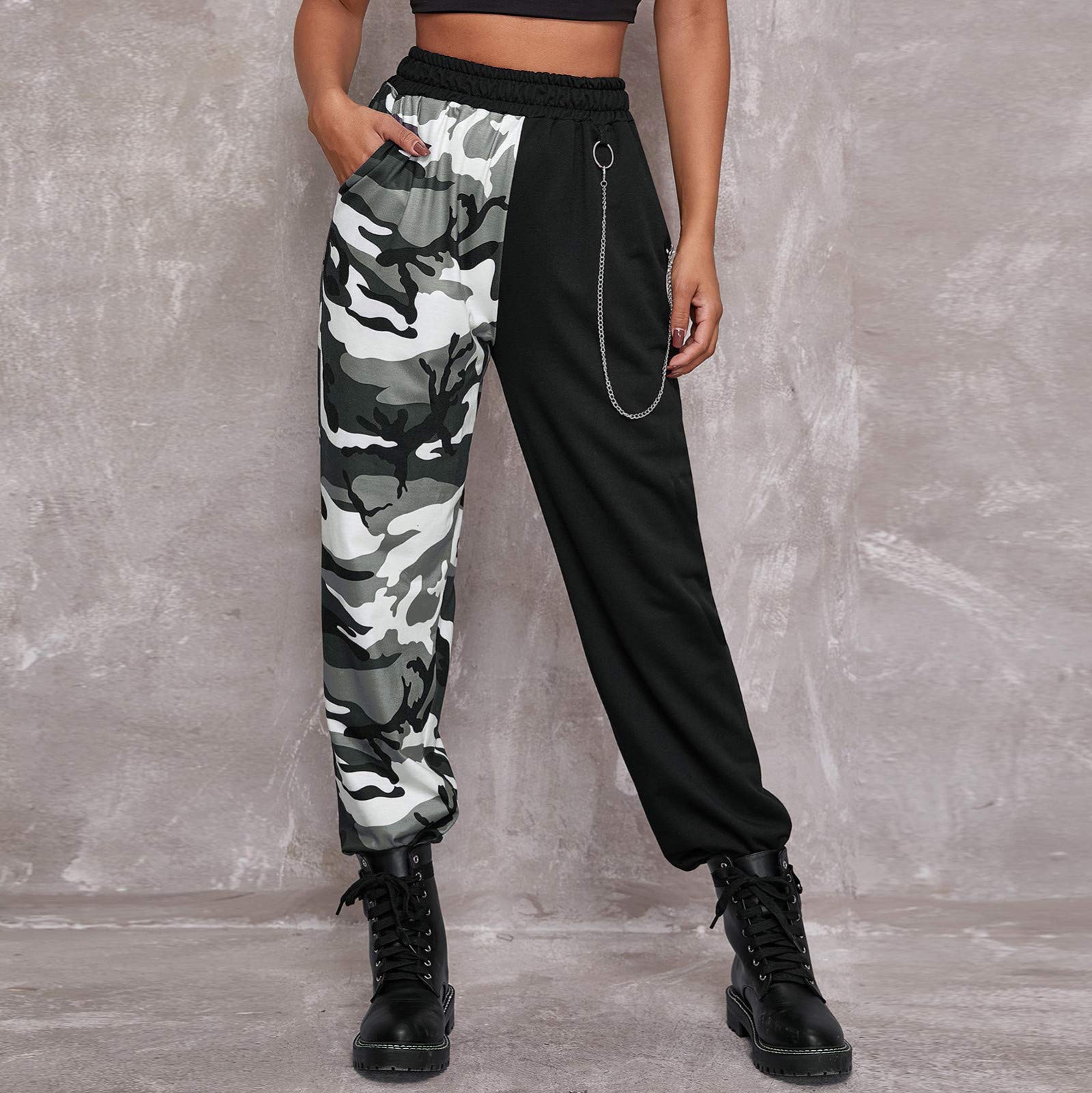 Womens Fall Pants with Pockets Yoga Activewear Jogger Capri Sweat Lounge Pants Cinch Bottom Joggers with Pockets Grey