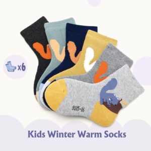 Qterdiz Big Boys Winter Socks Kids Warm Socks Thick Cartoon Thermal Crew Socks for Boys Squirrels 6 Pack 10-12 Years