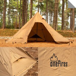 Hot Tent with Stove Jack 4-8 Person Onefires Large Teepee Tent for Family Camping (1 Large Hot Tent)