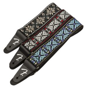 Fender Pasadena Woven Strap, 2in, Red Snowflake