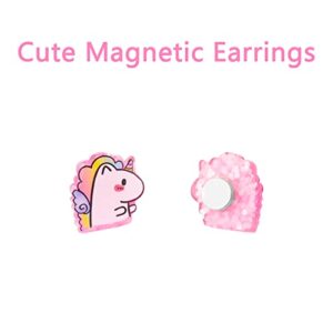 NEWITIN 30 Pairs Magnetic Stud Earrings for Girls Clip on Earrings Hypoallergenic Earrings Non Piercing Girls Earrings Cute Magnetic Earrings for Kids Women