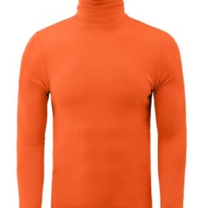 Zengjo Turtleneck Men Thermal Long Sleeve(Orange,L)