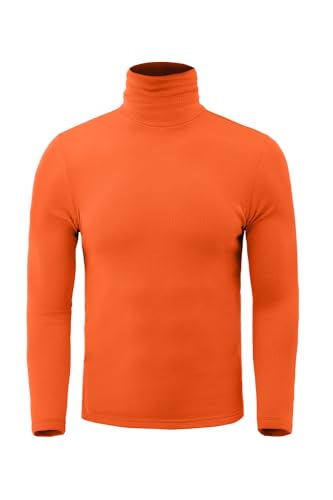 Zengjo Turtleneck Men Thermal Long Sleeve(Orange,L)