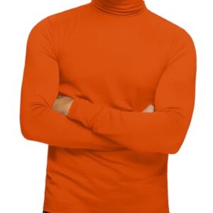 Zengjo Turtleneck Men Thermal Long Sleeve(Orange,L)