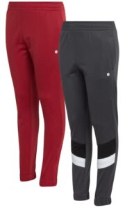 rbx boys' sweatpants - 2 pack tricot active performance fleece basic jogger pants - breathable athletic pants for boys (4-20), size 10-12, medium grey/red