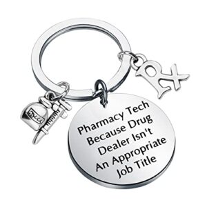 FOTAP Pharmacy Tech Gift Pharmacy Tech Drug Dealer Isn't Appropriate Keychain Pharmacy Student Gift Future Pharmacist Gift Lab Week Gift (Pharmacy tech key)