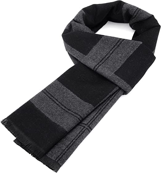 Zando Black Scarf for Men Scarf Winter Soft Scarf Mens Striped Scarf Cotton Scarf Designer Scarf Cashmere Scarves Wrap Scarf Lightweight Scarf Checkered Scarf