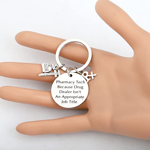 FOTAP Pharmacy Tech Gift Pharmacy Tech Drug Dealer Isn't Appropriate Keychain Pharmacy Student Gift Future Pharmacist Gift Lab Week Gift (Pharmacy tech key)