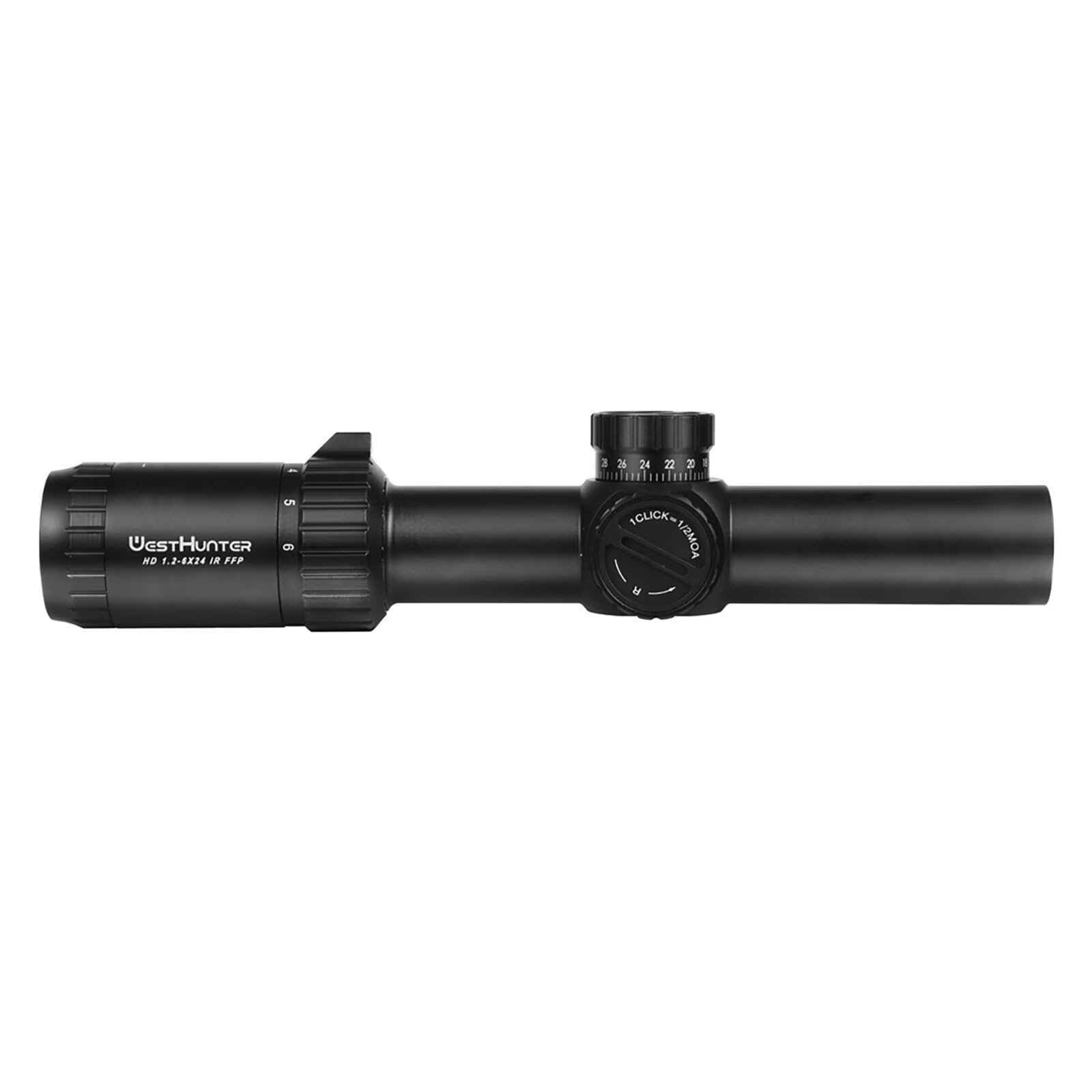 WestHunter Optics HD 1.2-6x24 IR FFP Compact Riflescope, 30mm Tube First Focal Plane Tactical Shooting Scope with Illuminated 1/2 MOA Reticle | Picatinny Shooting Kit A