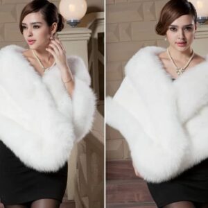 Women's Faux Fur Shawl Soft Versatile Scarf Wrap Shrug Winter Warm Cloak Coat Cape for 1920s Bridal Wedding Evening Dresses