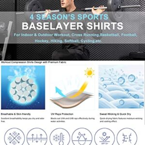 White Compression Shirts Mens Long Sleeve Running Gym Top Shirts Lightweight Sports Baselayer Undershirt Cool Dry