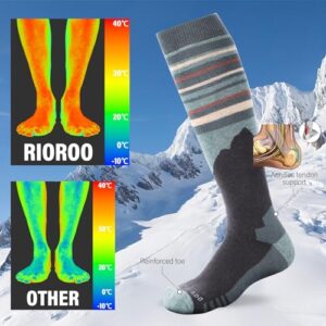 RIOROO Ski Socks Merino Wool,2/3 Pairs Pack Skiing and Snowboarding Socks For Men Women Youth,Winter Knee High Thermal Socks