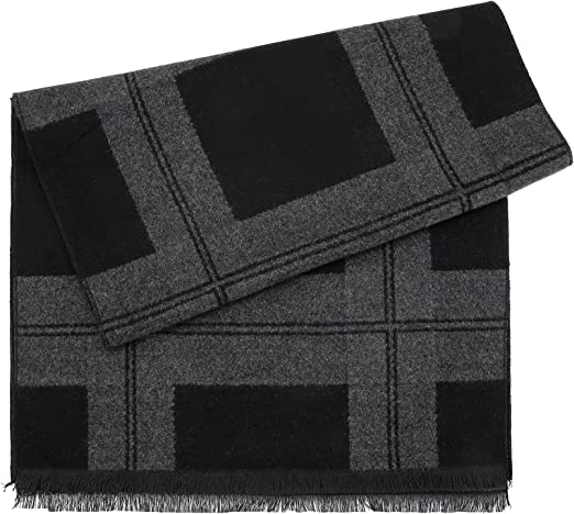 Zando Black Scarf for Men Scarf Winter Soft Scarf Mens Striped Scarf Cotton Scarf Designer Scarf Cashmere Scarves Wrap Scarf Lightweight Scarf Checkered Scarf