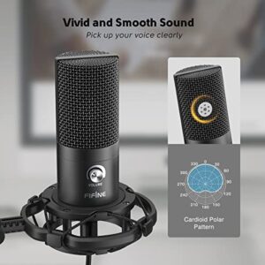 FIFINE Studio Microphone 6.35mm/3.5mm Headphones Bundle, USB PC Condenser Microphone with Scissor Arm Stand, Shock Mount, Monitor Over-Ear Headphones, for Instruments Recording Podcasting (T669+H8)