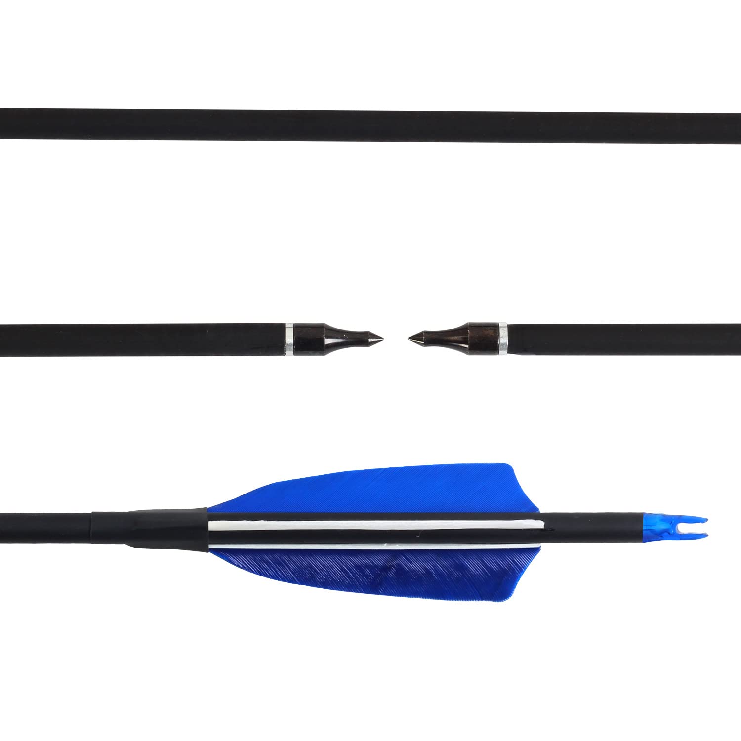 FENJANER Archery 31'' Carbon Arrows Archery Target Practice Hunting Arrow with 4'' Natural Turkey Feathers Spine 500 for Recurve Bow and Compound Bow (Pack of 12) (Blue)