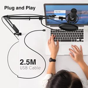 FIFINE Studio Microphone 6.35mm/3.5mm Headphones Bundle, USB PC Condenser Microphone with Scissor Arm Stand, Shock Mount, Monitor Over-Ear Headphones, for Instruments Recording Podcasting (T669+H8)