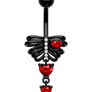 COCHARM 14 gauge Halloween Belly Button Rings Black Skeleton Belly Button Ring Surgical Steel Skull Belly Rings for Women