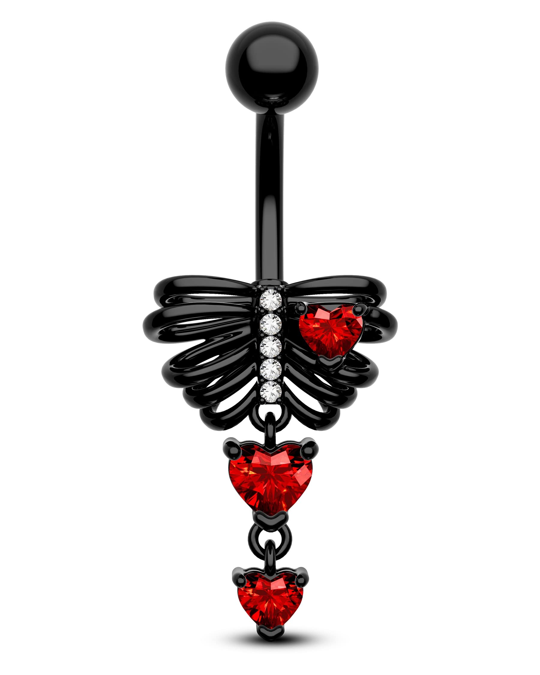 COCHARM 14 gauge Halloween Belly Button Rings Black Skeleton Belly Button Ring Surgical Steel Skull Belly Rings for Women