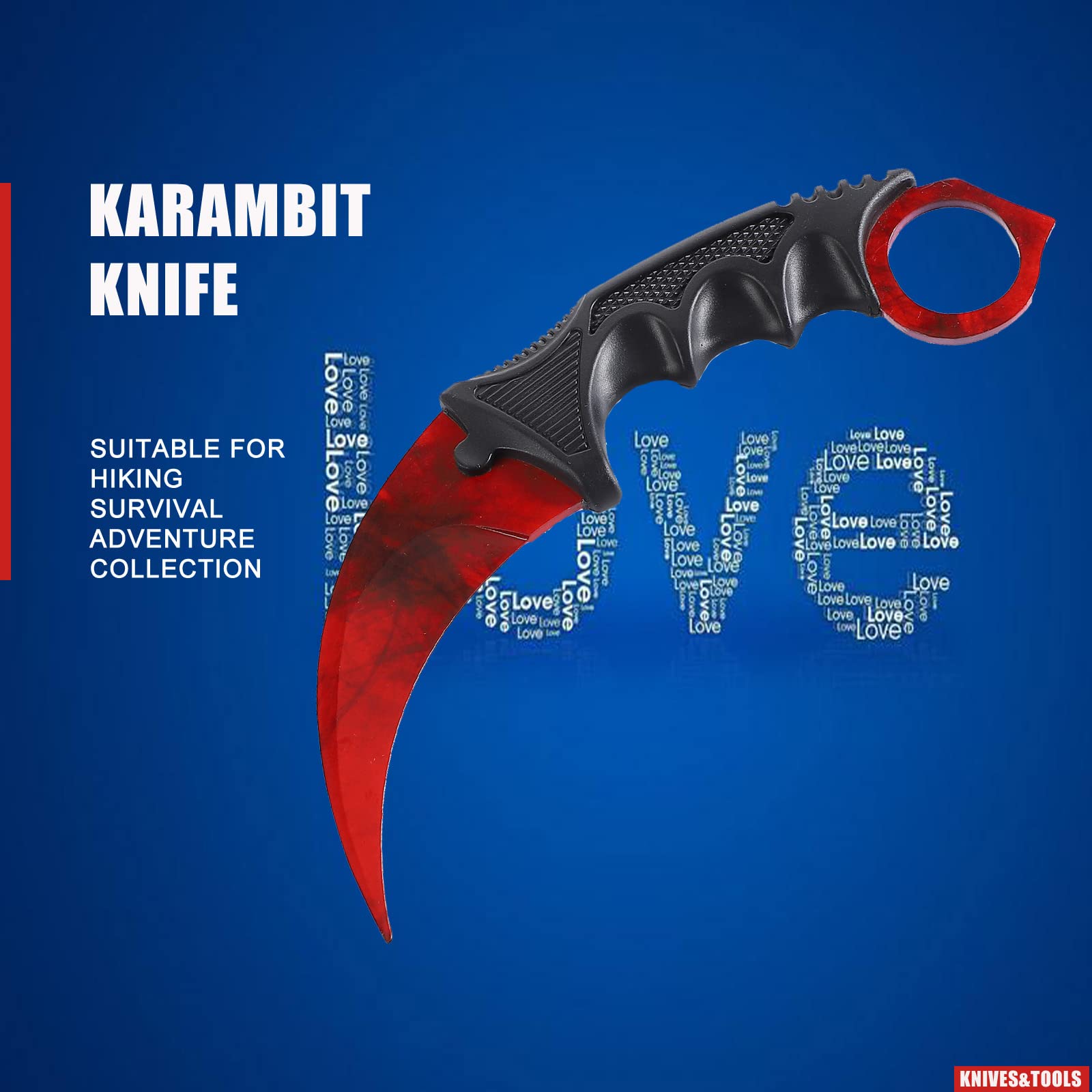 TOPOINT 2 Packs Karambit Knife CS Game Knife, Fixed Blade Knife with Sheath and Cord Karambit Knife for Hunting Camping, Field Survival,Collection (Red Black)