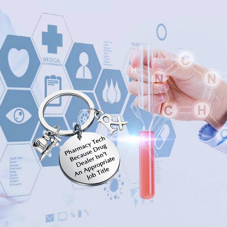 FOTAP Pharmacy Tech Gift Pharmacy Tech Drug Dealer Isn't Appropriate Keychain Pharmacy Student Gift Future Pharmacist Gift Lab Week Gift (Pharmacy tech key)