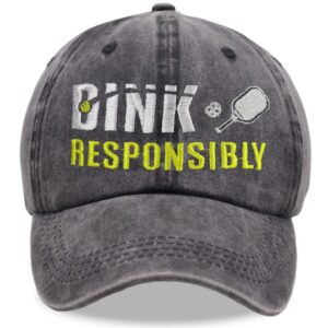 pickleball gifts for men women, funny dink pickle ball lovers hat, responsibly pickleballs adjustable embroidered baseball cap