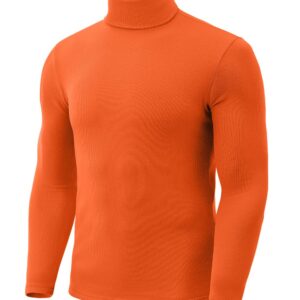 Zengjo Thermal Base Layer Men Turtlenck Long Sleeve(Orange,S)