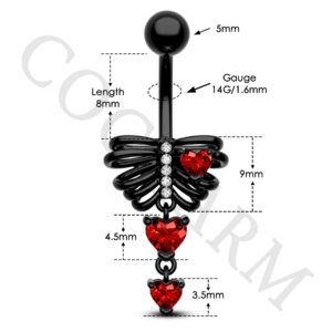 COCHARM 14 gauge Halloween Belly Button Rings Black Skeleton Belly Button Ring Surgical Steel Skull Belly Rings for Women