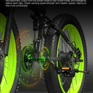 Fat Tire E Bike for Adults Big People 26" 48V 1500W 5 Speed Electric Motor 7 Speed Manual Gears LED Smart Meter Cruising Range 40-100Km Max Load 260KG Lithium Battery Electric Bicycles