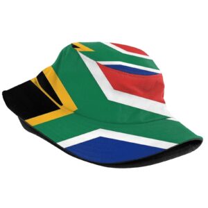 Cute South Africa Flag Bucket Hats Fashion Sun Cap Packable Outdoor South African Boonie Cap for Unisex Women and Men