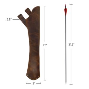 Valhalla Gear, Hip Quiver with Belt Loop, Arrow Holder for Target Shooting, Archery Sports, Target Training, Full Grain Leather, Handmade, Bourbon Brown