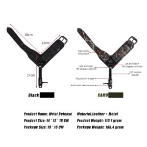 FENJANER Archery Bow Release for Compound Bow Adjustable Wrist Strap Archery Release Aid Quick Release for Hunting Shooting (Camo)