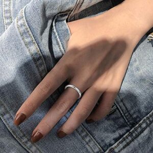 2mm Stainless Steel Ring Classical Plain Stackable Ring for Women Wedding Band Thin Ring Statement Band (Silver-1, 8)