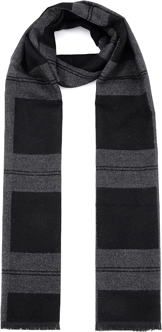 Zando Black Scarf for Men Scarf Winter Soft Scarf Mens Striped Scarf Cotton Scarf Designer Scarf Cashmere Scarves Wrap Scarf Lightweight Scarf Checkered Scarf