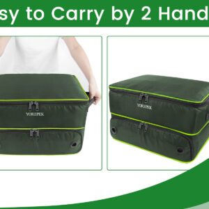 YOREPEK 2 Layer Golf Trunk Organizer Storage for 2 Pair Shoes, Golf Trunk Storage with Separate Compartments for Golf Supplies, Gloves, Golf Items, Golf Gifts For Men, GREEN